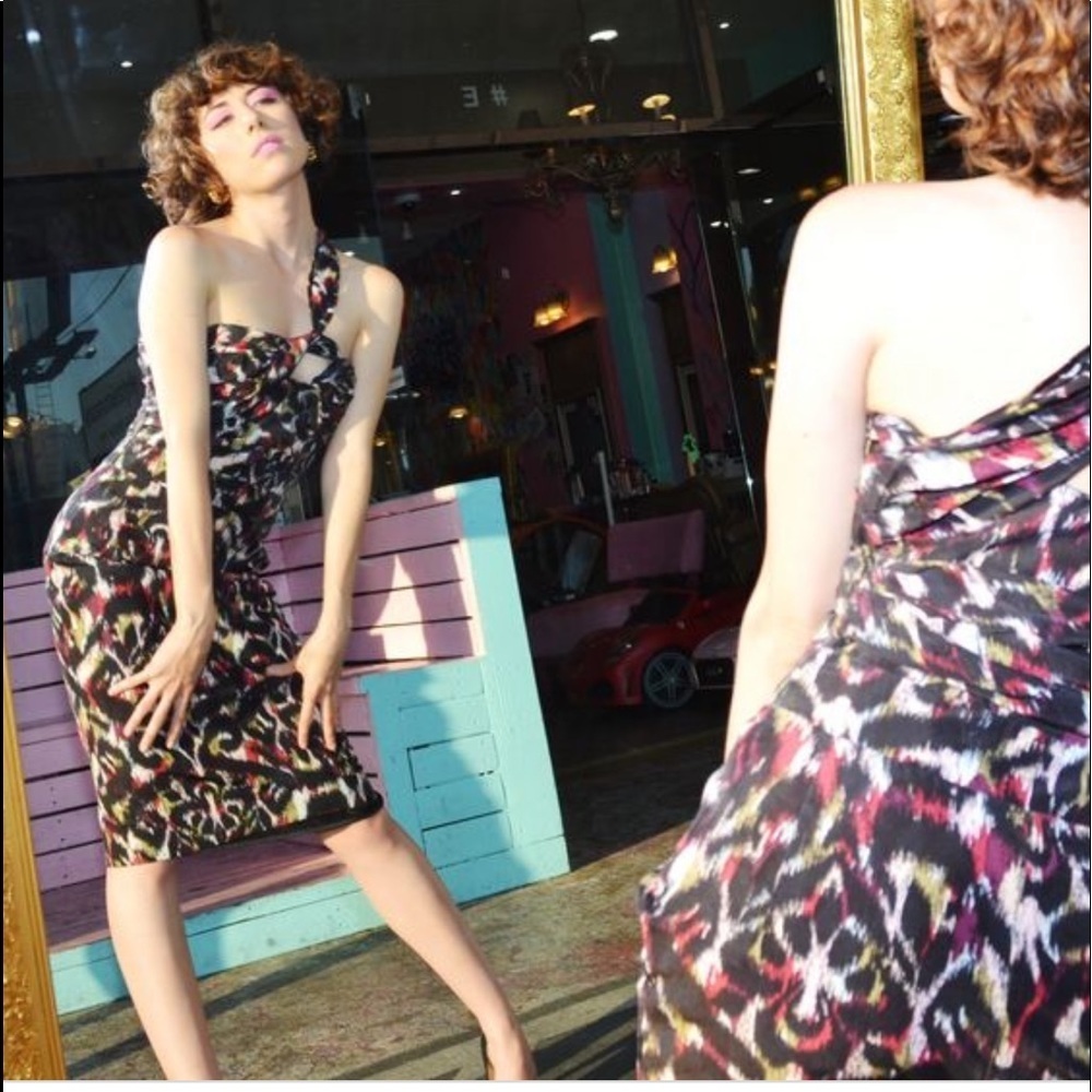 Christian Dior Graffiti Print Convertible Silk Dress